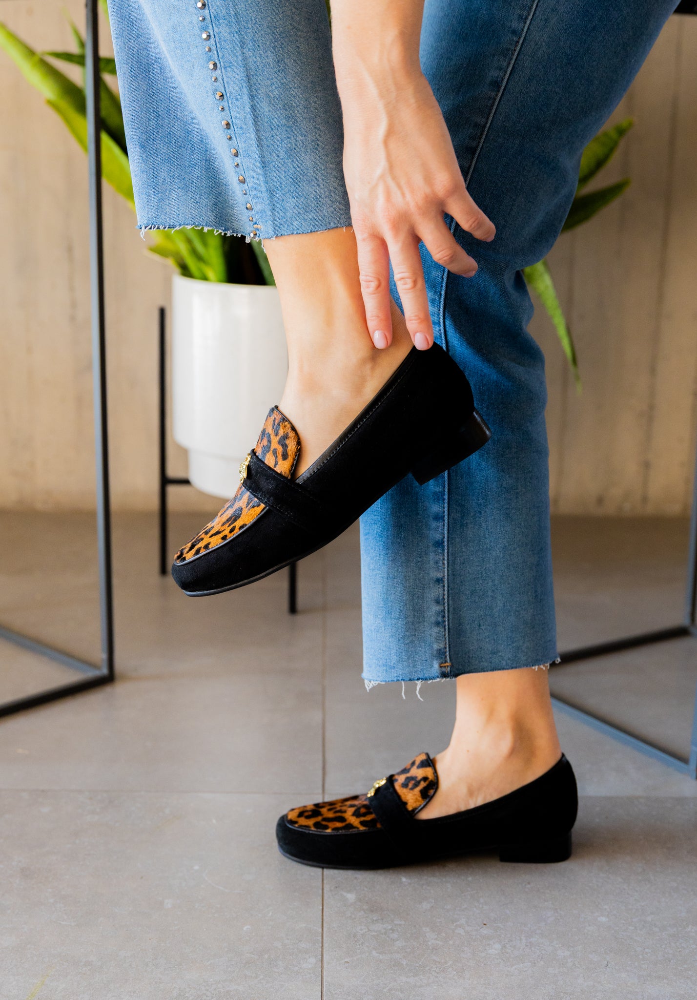 Mocasín Niza Negro-Animal Print